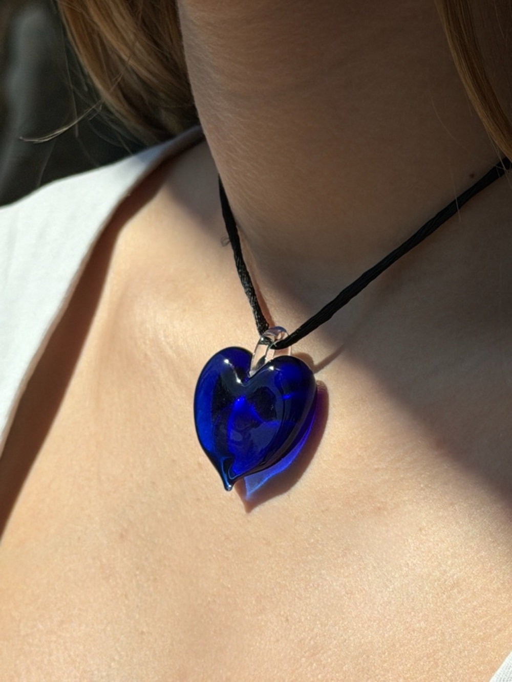 NWOT Italian Murano Glass Large Deep Purple Heart Pendant - Picture 12 of 12